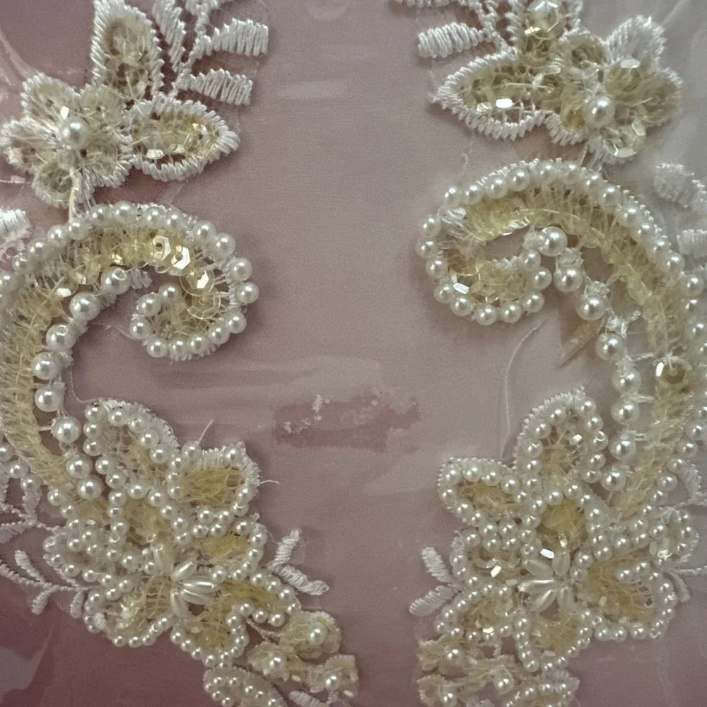 7 Packs Elegance Lace Accent Applique Sew On Embellishments Lot NOS Pearl Bridal